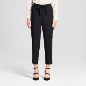 Women's Straight Leg Tie Waist Crepe Pants - A New